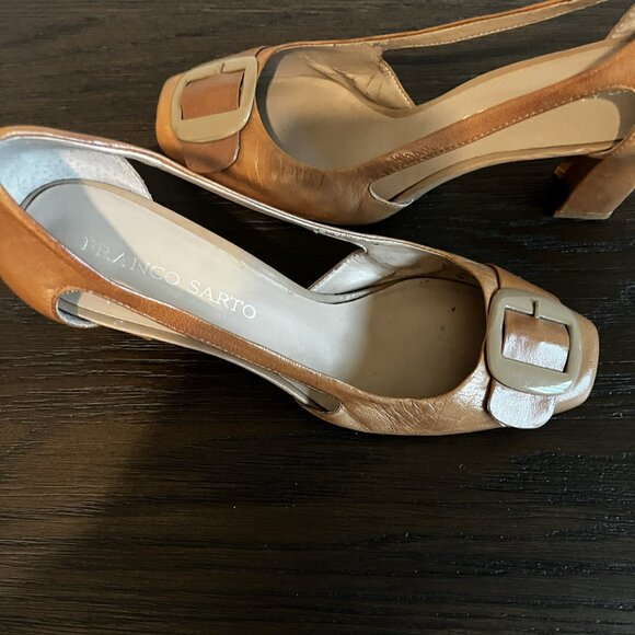 Franco Sarto Women’s Leather Pumps with Square Toe and Oversized Buckle – Size 9 - Picture 5 of 9